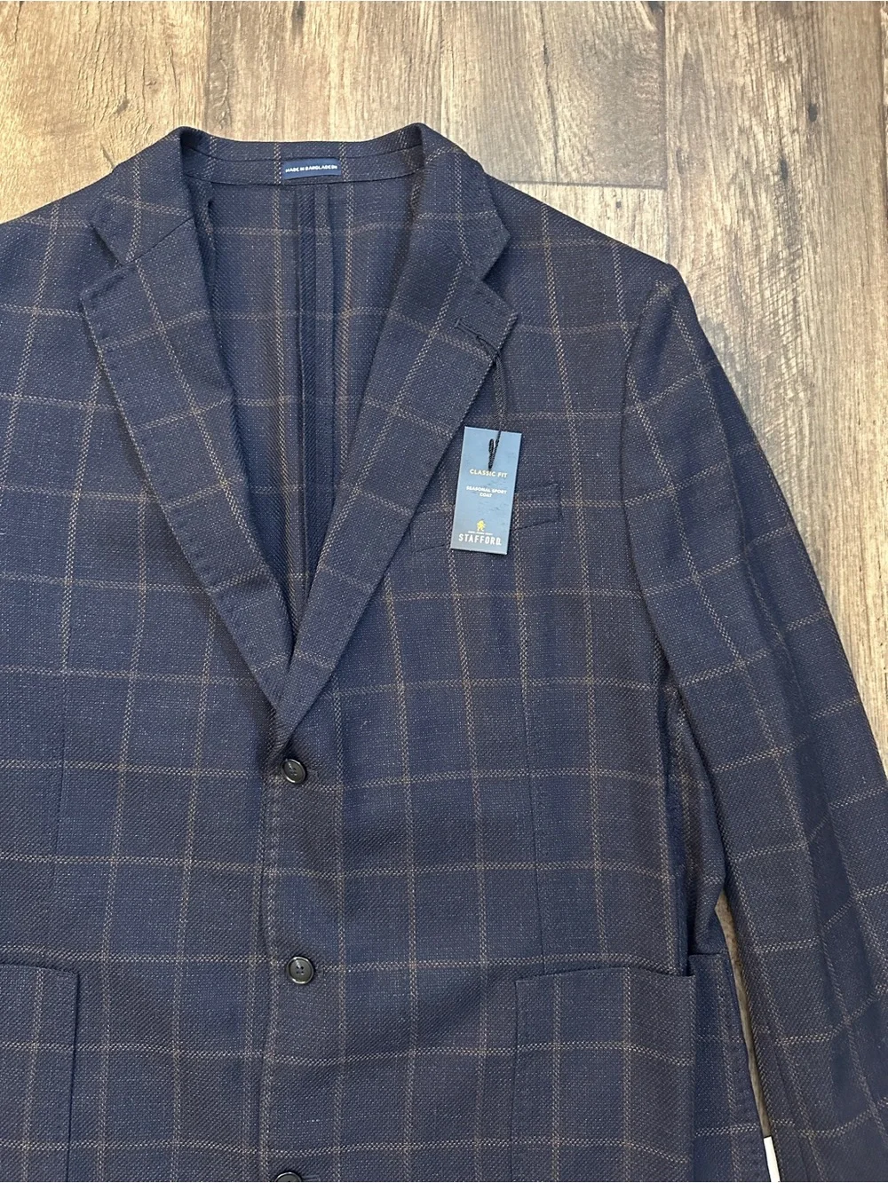 Stafford 60% Wool 40% Cotton Classic Fit Sport Coat Blazer Men’s 48 L Navy